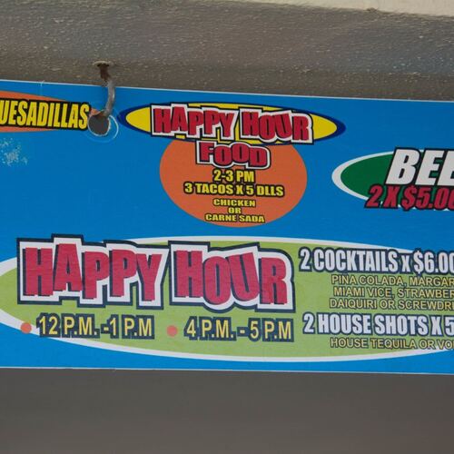 Swim-Up Bar Happy Hour Menu
